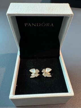 Butterfly Huggie Hoop Earrings | Gold-Tone Crystal & Mother-of-Pearl Style